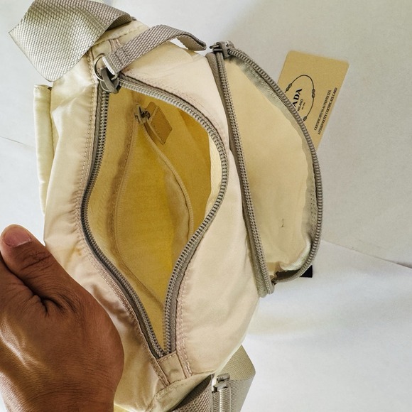 PRADA Shoulder Crossbody Bag Purse Nylon White Solid Used With Certificate - Picture 4 of 5